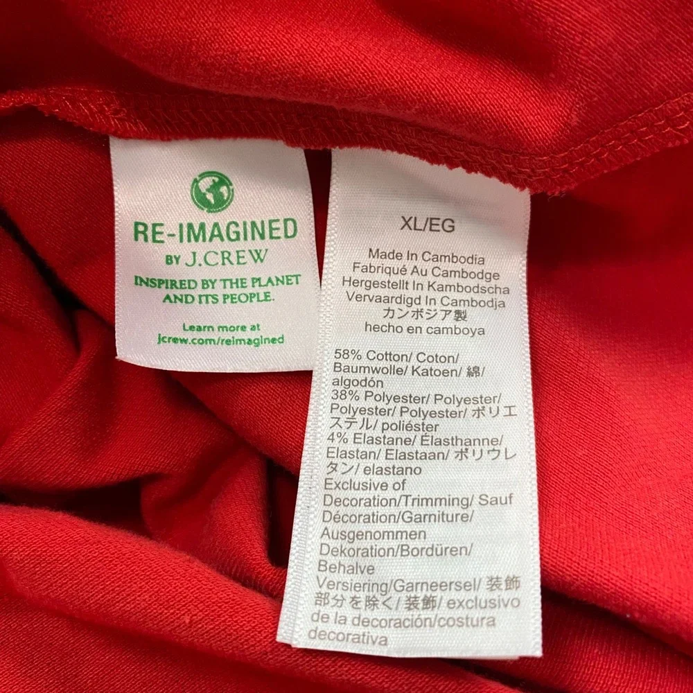 J Crew Flex Pique Polo Mens XL Red‎ Untucked Fit Short Sleeve Preppy Classic